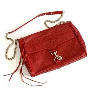 Rebecca Minkoff Mac Daddy Red Ostrich Style Leather Purse or Bag